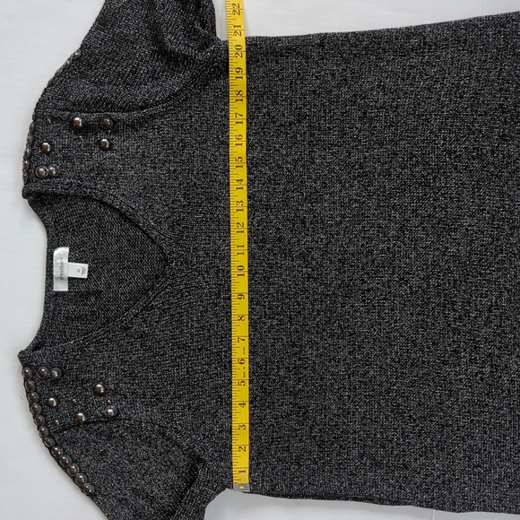 Dress Barn Embellished Studded V Neck Acrylic Nylon Sweater XL Black Gray Silver - Picture 14 of 16